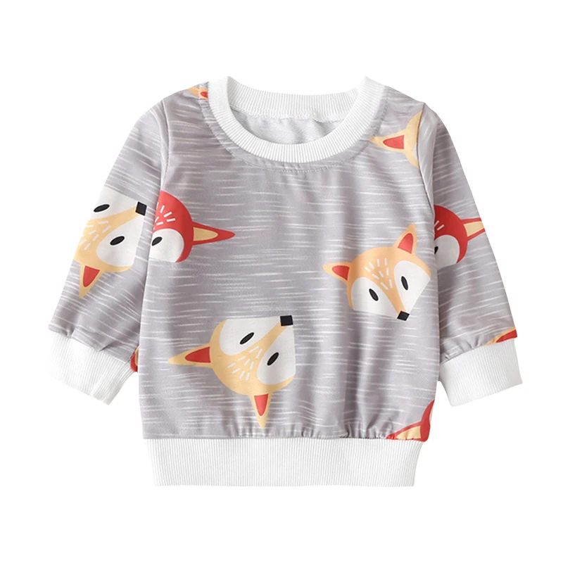 TopGray Babyinstar/Новая Модная стильная одежда для маленьких девочек Осенняя детская одежда с принтом лисы топ с длинными рукавами+ штаны - Цвет: TopGray