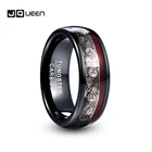 JQUEEN 8 мм широкое кольцо из вольфрамовой стали с черной инкрустацией тройной спиральный узор + красная гитарная струна кольцо из карбида вольфрама Лидер продаж