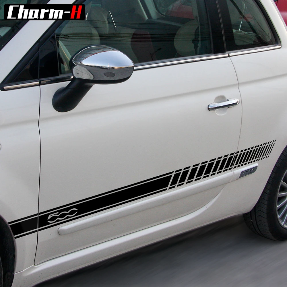 2 шт. автомобильный Стайлинг наклейки в полоску на дверь кулиса для Fiat 500 Abarth