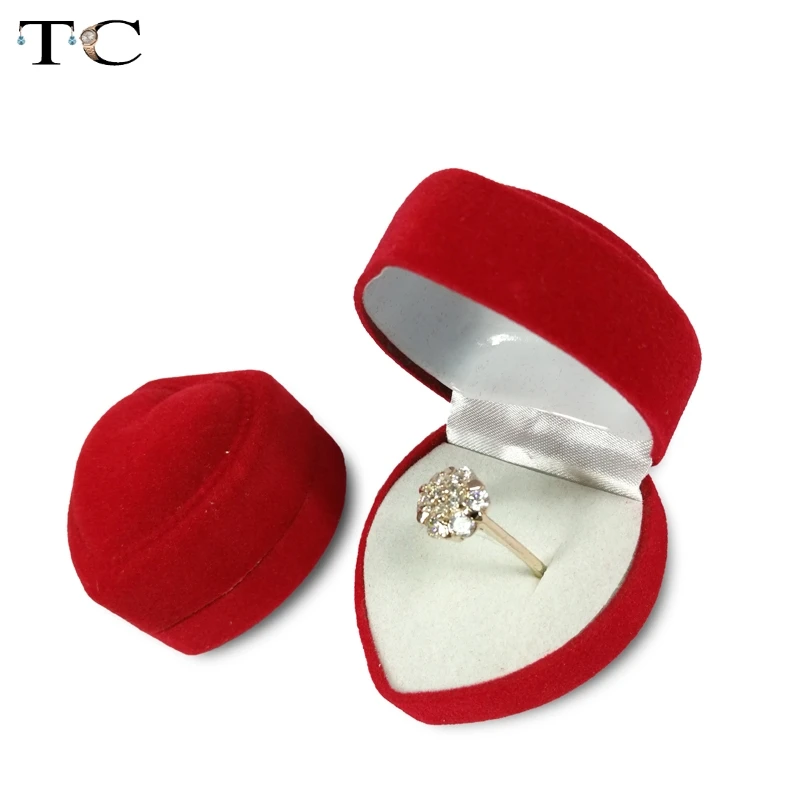 Оптовая продажа обручальное красное бархатное кольцо коробка для хранения