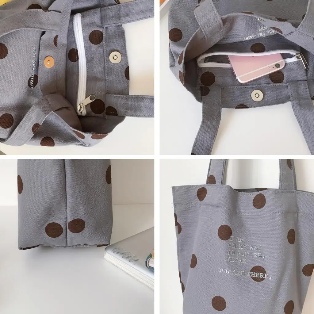 

Women's Handbags Polka Dots Print Letters Embroidery Canvas Cute Crossbody Shoulder Bag Wholesale Casual New Female Student Bags