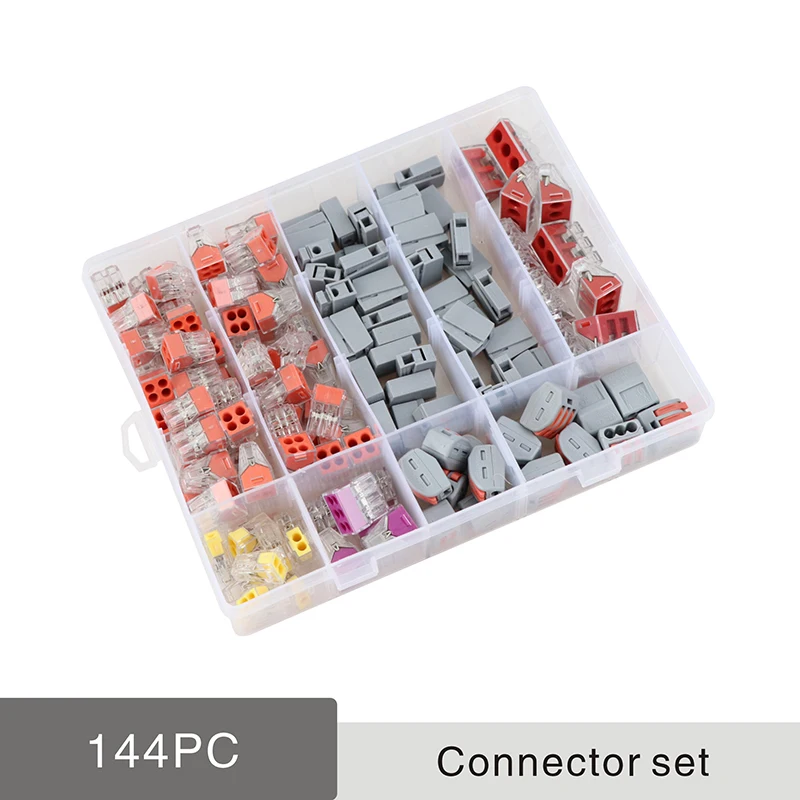 

144PC/Box Wire Connector Wiring Terminal Mini Fast Compact Connectors Push-in Universal 0.08-4mm 400V 32A