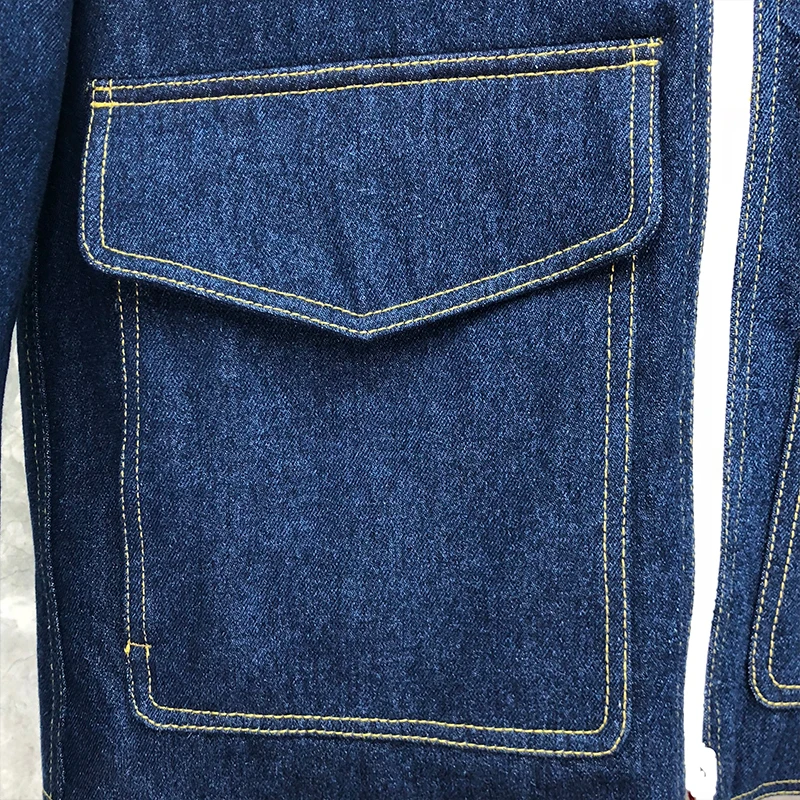 TB THOM Coats Winter Men's Jackets Fashion Brand Denim Down Jackets Warm Thicken Down Fleece Fur Collar 4-Bar Down Coats