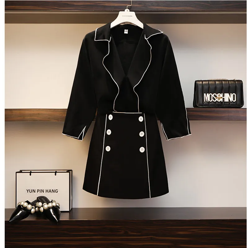 Женский Новый шифоновый костюм большого размера Осень-зима 2019 комплект из 2