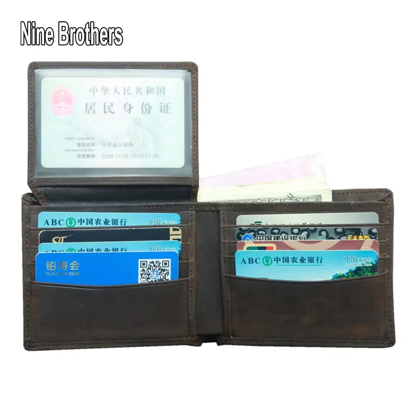 

Genuine Crazy Horse Leather Men Wallet Card Holders 2021 Trendy Design Cowhide Male Money Purse With Secrid Zip Pockets Walet