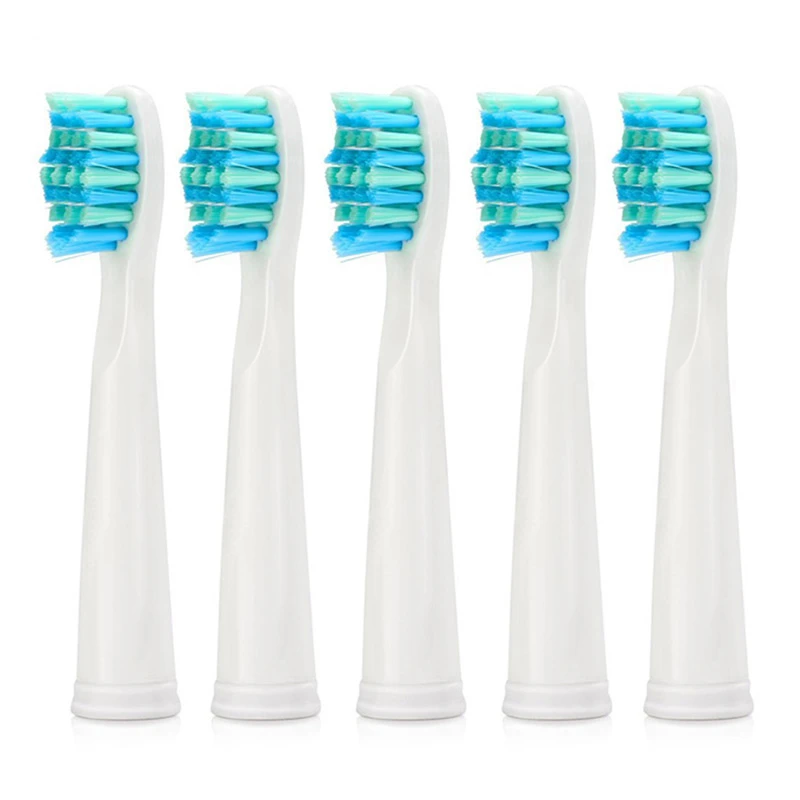 5pcs white blue Насадки для электрической зубной щетки звуковая сменная насадка для зубной щетки мягкая щетина SG-507B/515/908/909/917/610/659/719/910/949/958/ - Color: 5pcs white blue