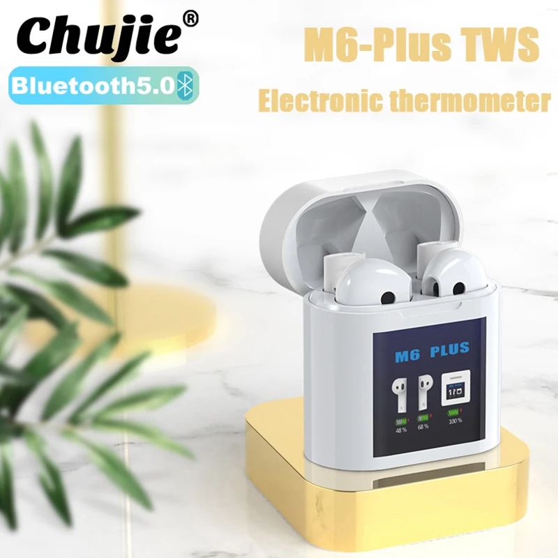 

Беспроводные Bluetooth-наушники M6 Plus, TWS, с датчиком температуры