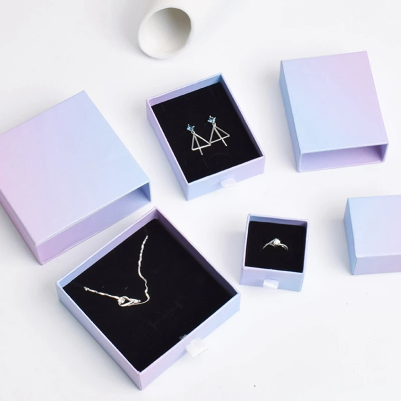 

Drawer Jewelry Storage Box Gift Box Ring Necklace Bracelet Earring Storage Display Gift Box Black Sponge