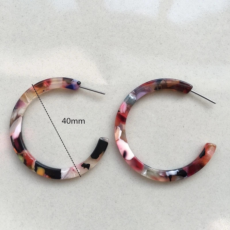 UJBOX New Japanese Korean Acetate Earrings Women Thin Big Acetic Acid Hoop Factory Wholesale | Украшения и аксессуары