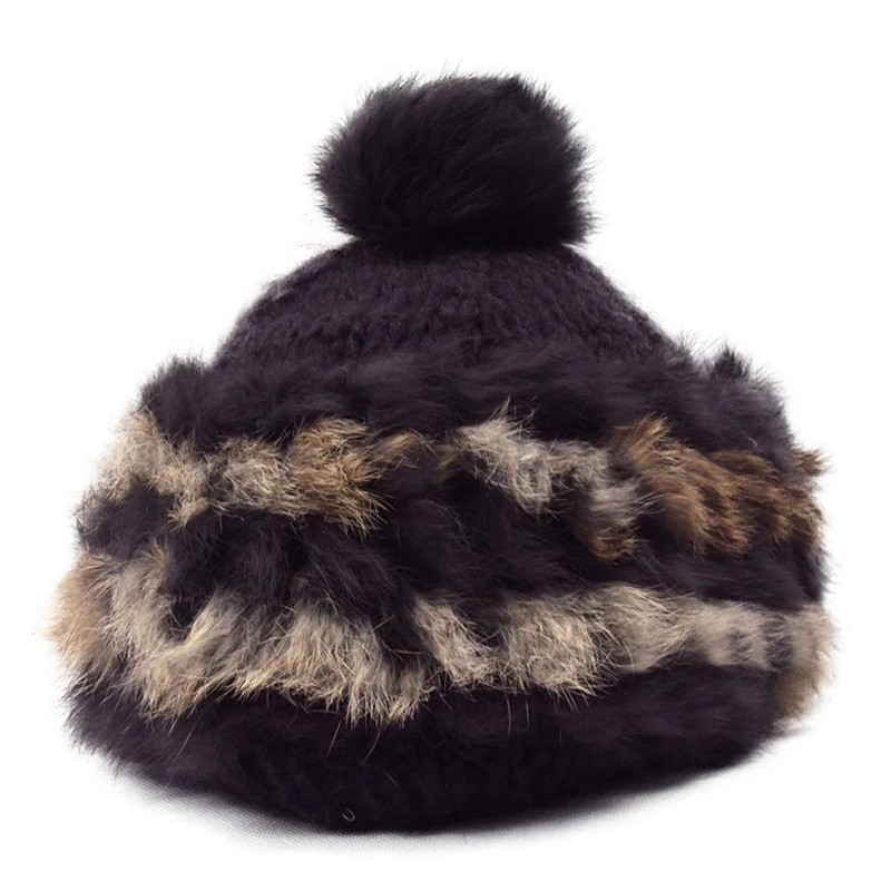 

Autumn Winter Outdoor Vintage Rabbit Fur Beret For Women Luxury Designer Cap Warm Retro Hats S2534