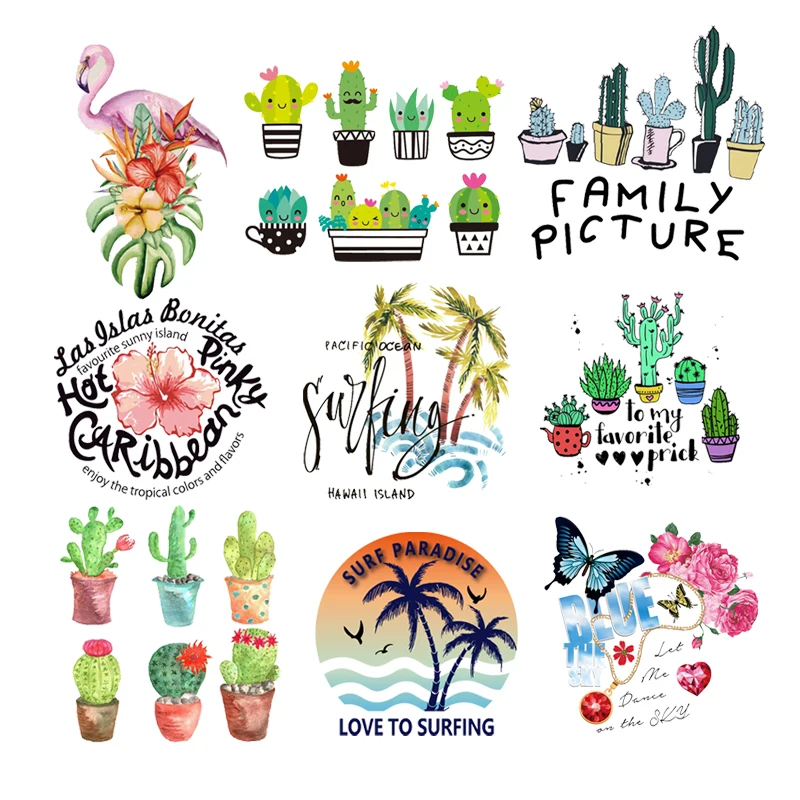 Термотрансферные наклейки на ткань с изображением растений деревьев цветов