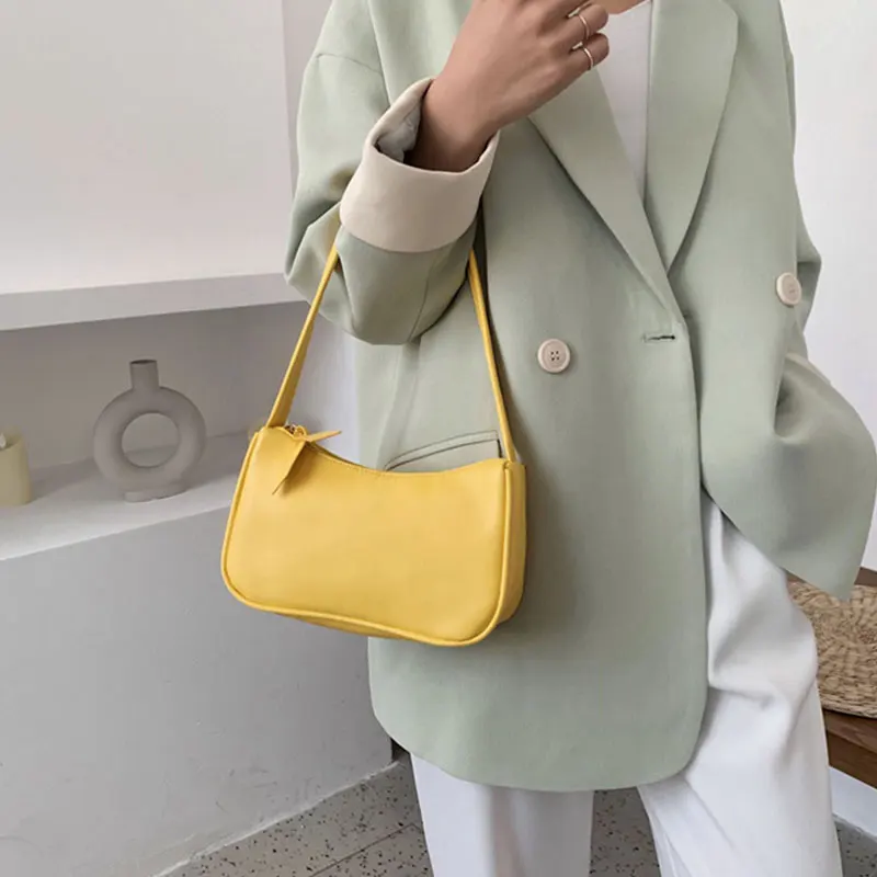 

Handle Bag Women Retro Handbag PU Leather Shoulder Totes Underarm Vintage Top Handle Bag Female Small Subaxillary Bags Clutch