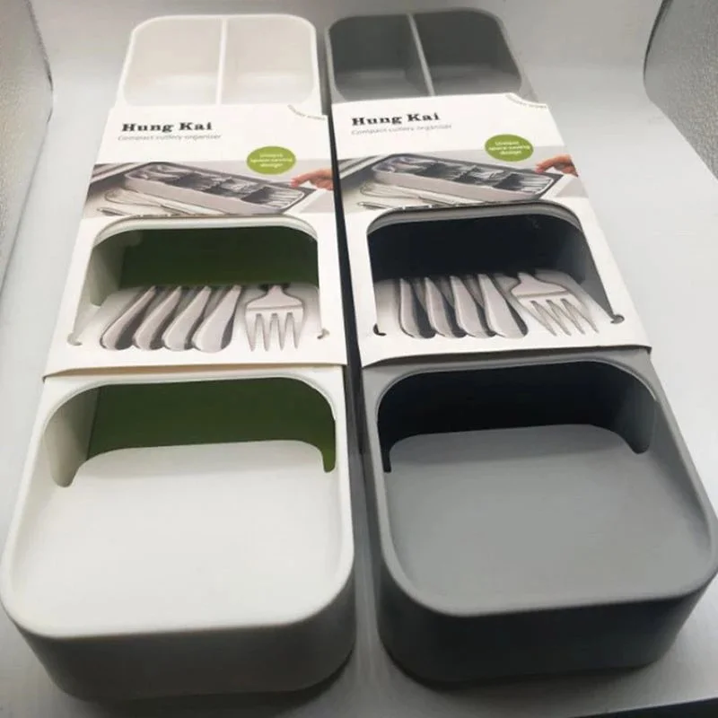 

Cutlery Storage Box Kitchen Fork Spoon Drawer Compartment Storage Box 5 Grid Solid Color Healthy and Easy To Clean Simplicity