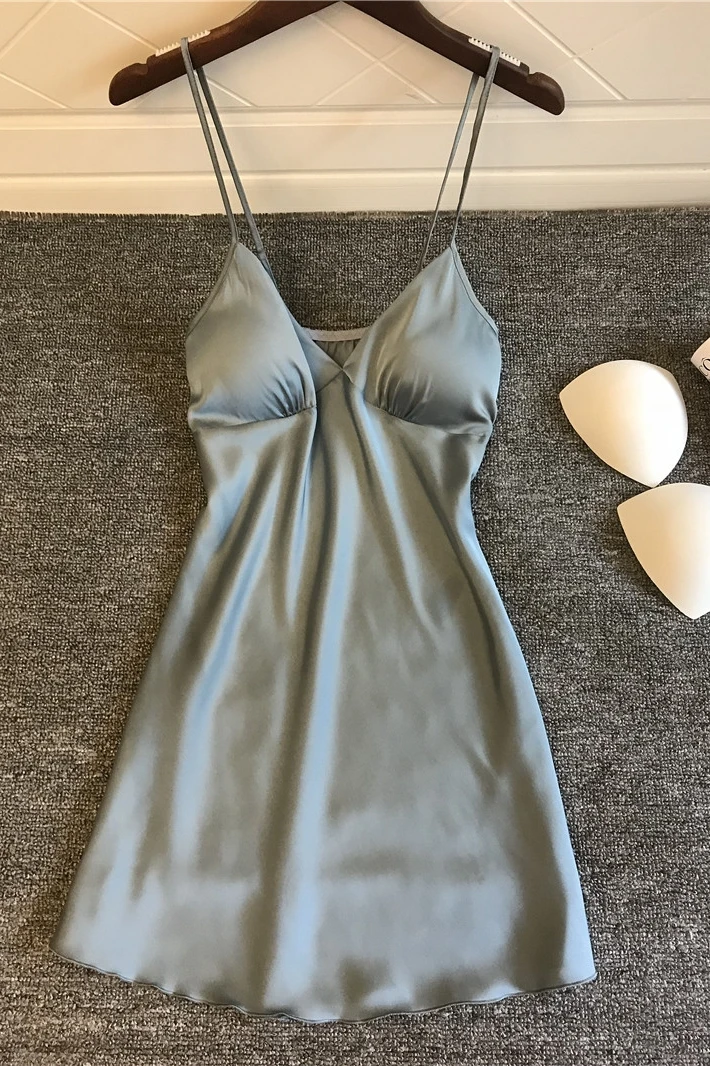 Ночная рубашка женская с V образным вырезом и бретельками|Ночные сорочки пижамы| |