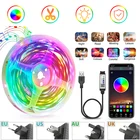 Светодиодная лента 5050 RGB, управление через приложение, 5 м, 10 м, гибкая светодиодная Диодная лента 15 м, 20 м, 2835 RGB светодиодный s, bluetooth контроллер, набор адаптеров питания