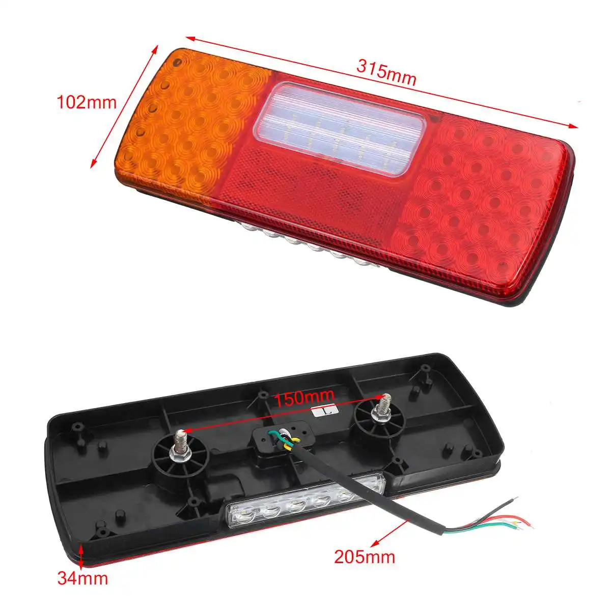 

2pcs 12V 24V LED Car Truck Tail Light Taillight Rear Brake Light Turn Signal Indicator Lamp Trailer Lorry Bus Caravan RV