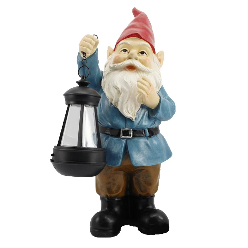 

Standig Lantern Dwarf Statue Solar Powered Garden Ornament Lighting Sculpture Cute Cartoon Decoration Gardening Outdoor