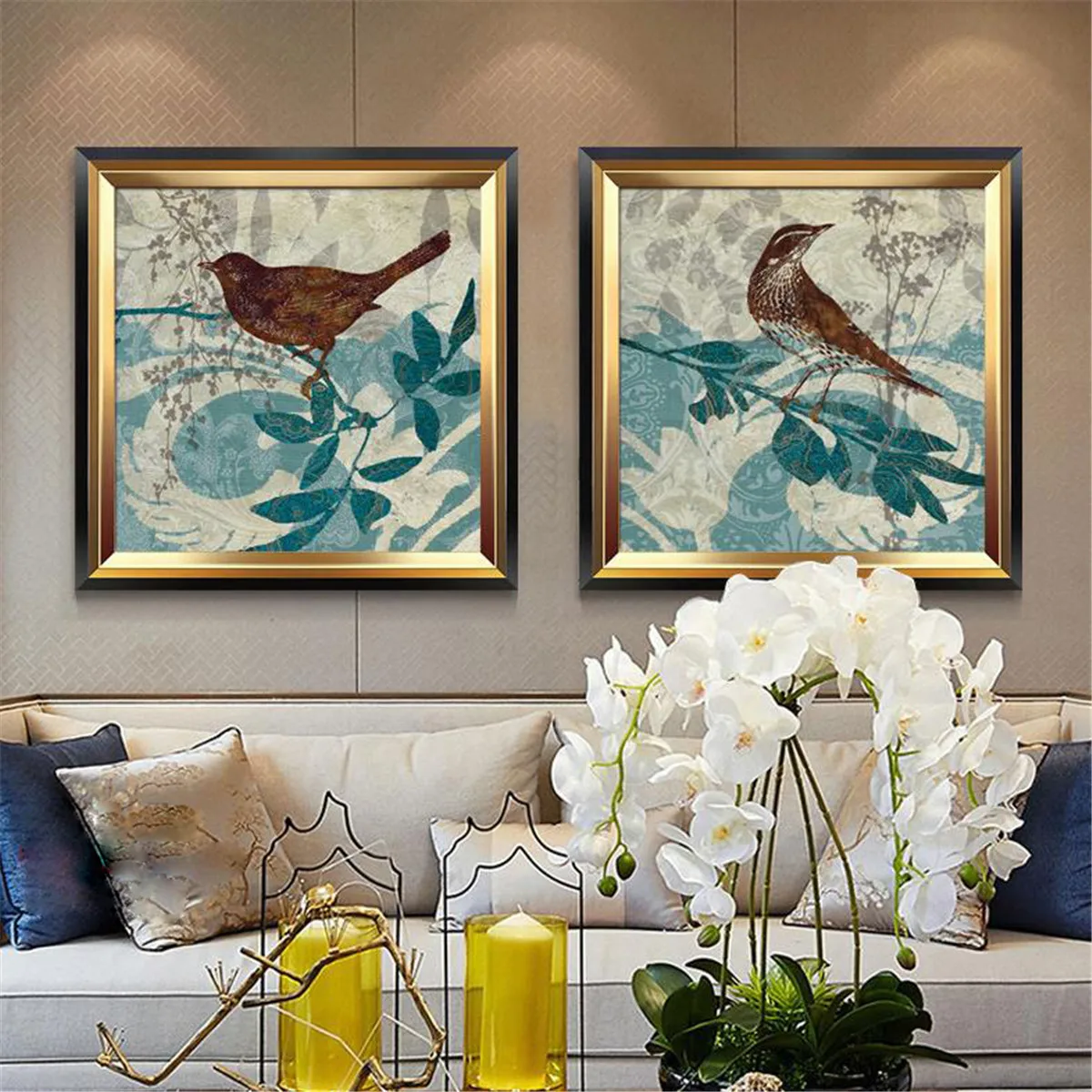 Винтажные Цветы птицы ветки искусство холст плакат настенные подвески офис