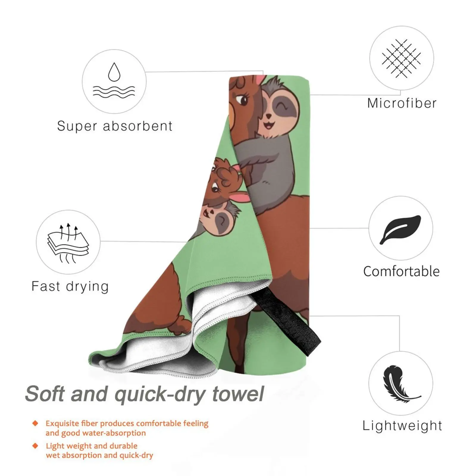 Спящая Ленивец обнимающая лама быстросохнущее полотенце для спортзала
