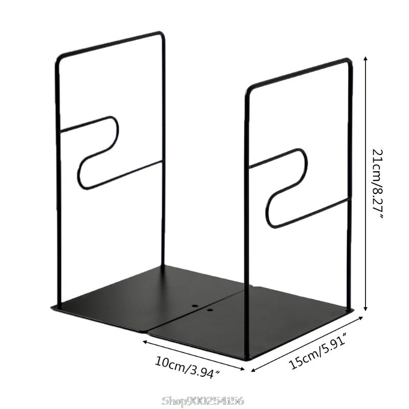 

1 Pair Iron Bookends Book Stand Support Desktop Office Magazine Organizer Non Slip Rack Shelf Holder O19 20 Dropship
