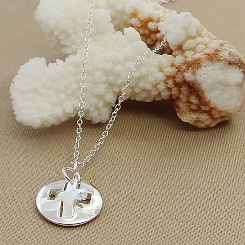 Оптовая цена ожерелье из стерлингового серебра 925 пробы модный круглый крест