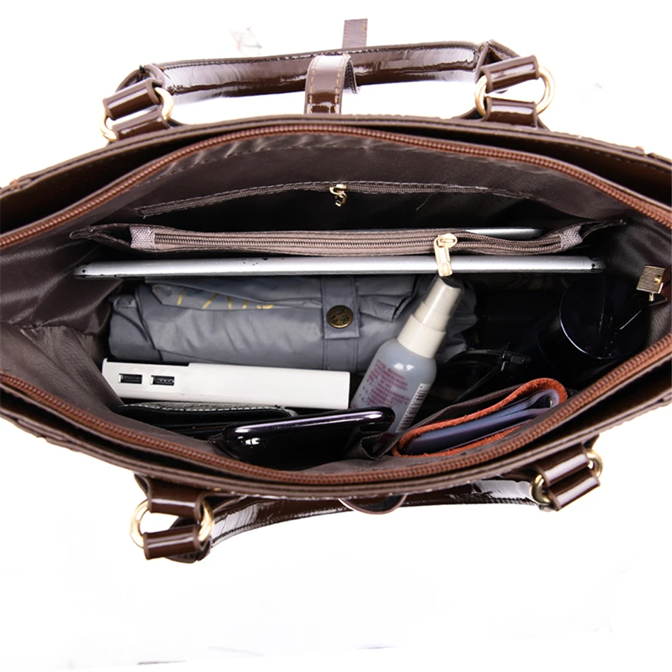 Комплект из 2 сумок лакированной кожи для женщин роскошные дамские сумочки