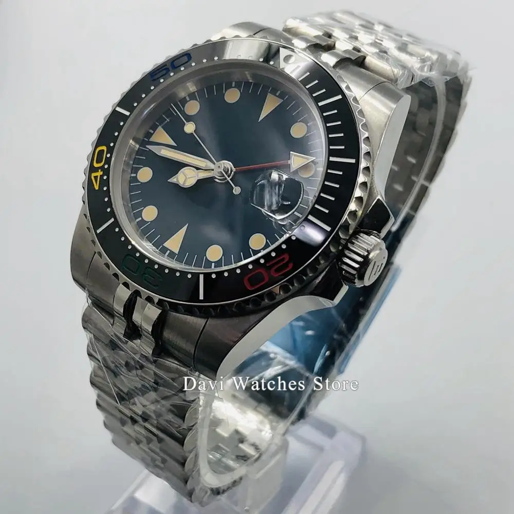

40mm Luminous Wristwatch Bliger/Sterile Top Watch Sapphire Glass Polished Bezel silver Crown Case Automatic Movement Men's Watch