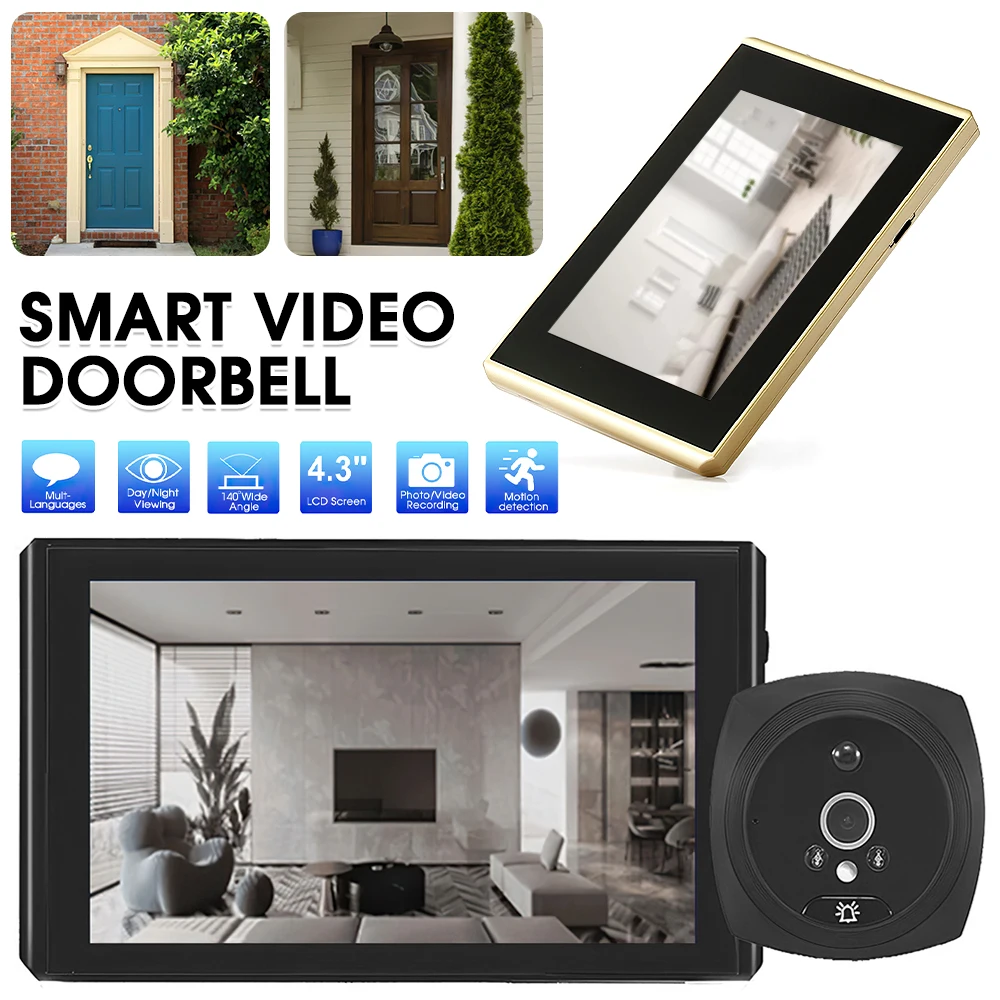 

Video Doorbell Camera HD Digital 4.3 Inch Peephole Photo Video Door Viewer Camera Wide Angle Home Doorbell Motion Detection