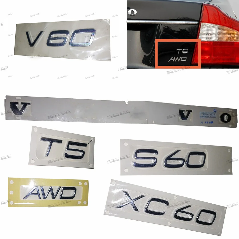 

Car Rear Boot Trunk Lid Letters Badge Emblem Logo For VOLVO C70 C30 S60 XC90 XC60 V60 V40 S80 T5 T6 2.0T 2.5T AWD Car styling