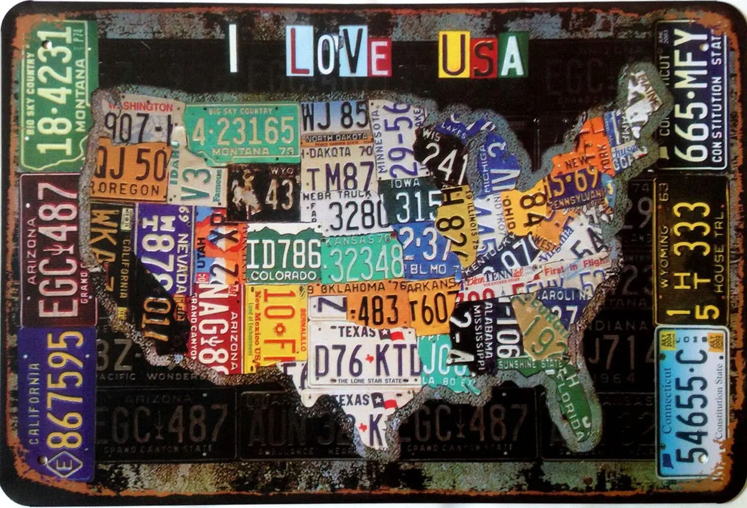 

I Love USA Retro Vintage Home Decor Metal Tin Sign 8 x 12