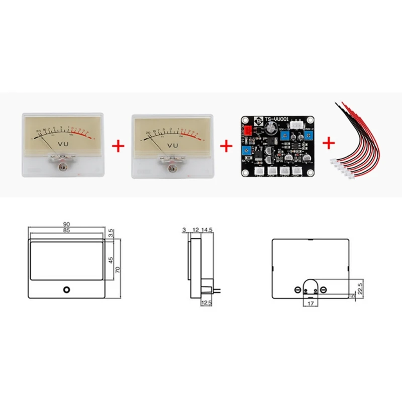 

2pcs Pointer TN-90 VU Meter+1pcs Driver Board Head Amplifiers Panel Audios Level DB Meter with Driver Board, BackLit TS-DB90R