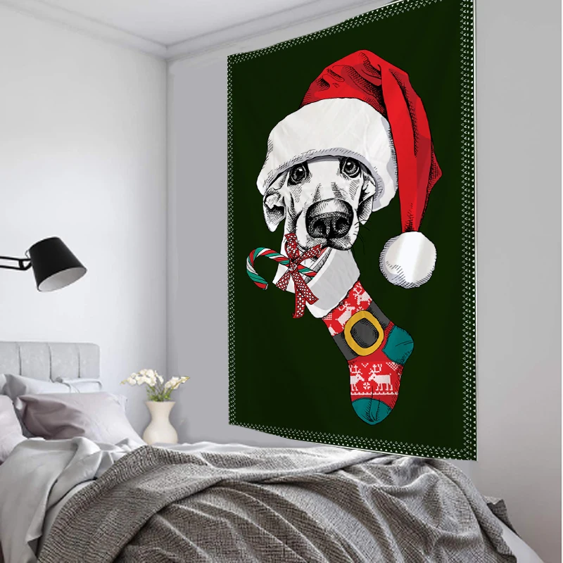 Рождественская шляпа милая кошка и собака рождественское искусство Настенное