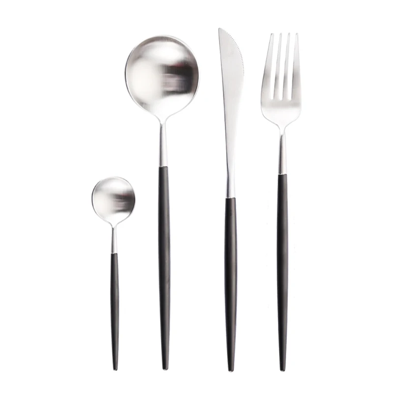 

Matte Silverware Black Cutlery Set 18/10 Stainless Steel Dinnerware Set Kitchen Dining Fork Knife Spoon Chopsticks Kit Tableware