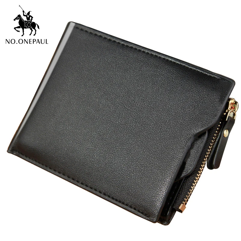 

NO.ONEPAUL 2020 New Men's zipper wallet short paragraph multi-function card wallet horizontal wallet men men's wallet men