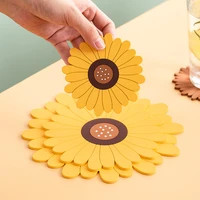 lovely sunflower heat insulation japanese kitchen tea cup pvc anti scald dining table bowl mat tableware coffee drink coasters