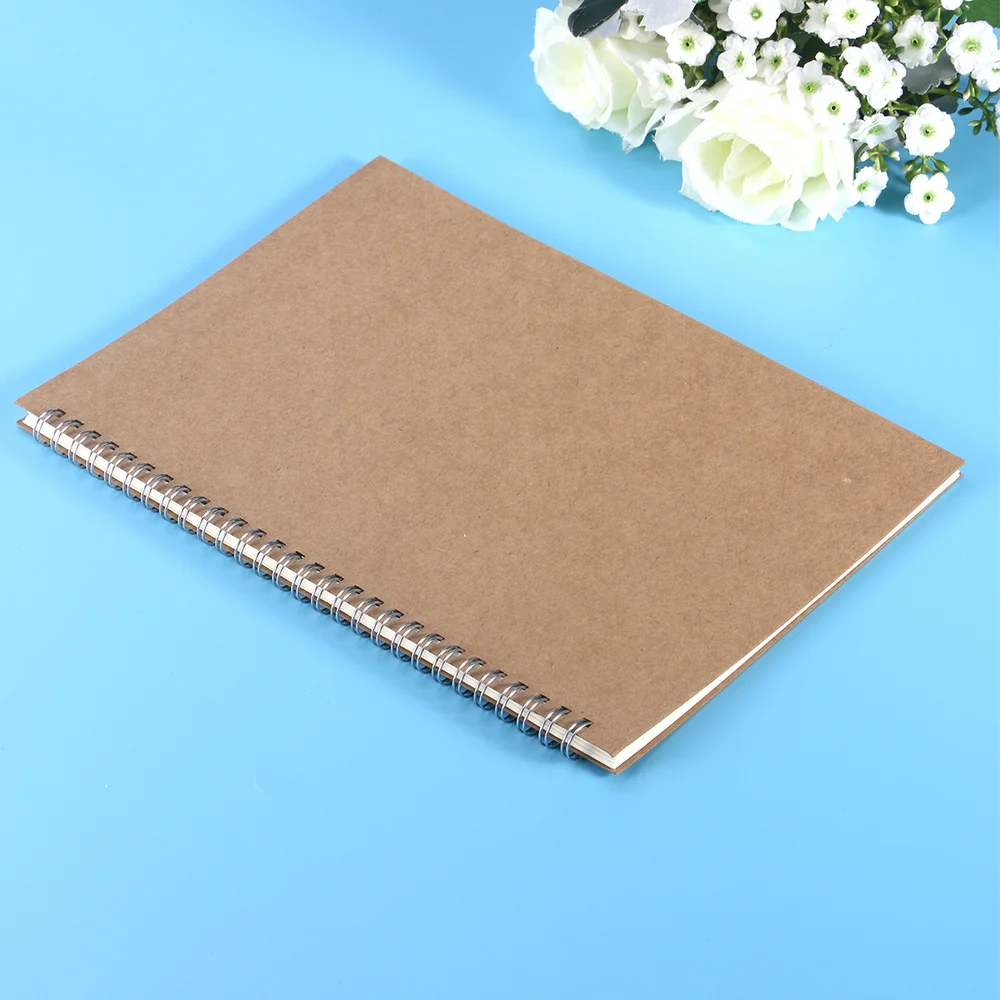 

2 Pcs Kraft Paper Spiral Journal Planner Diary Notebook for Students Office Writing Drawing Painting - Line