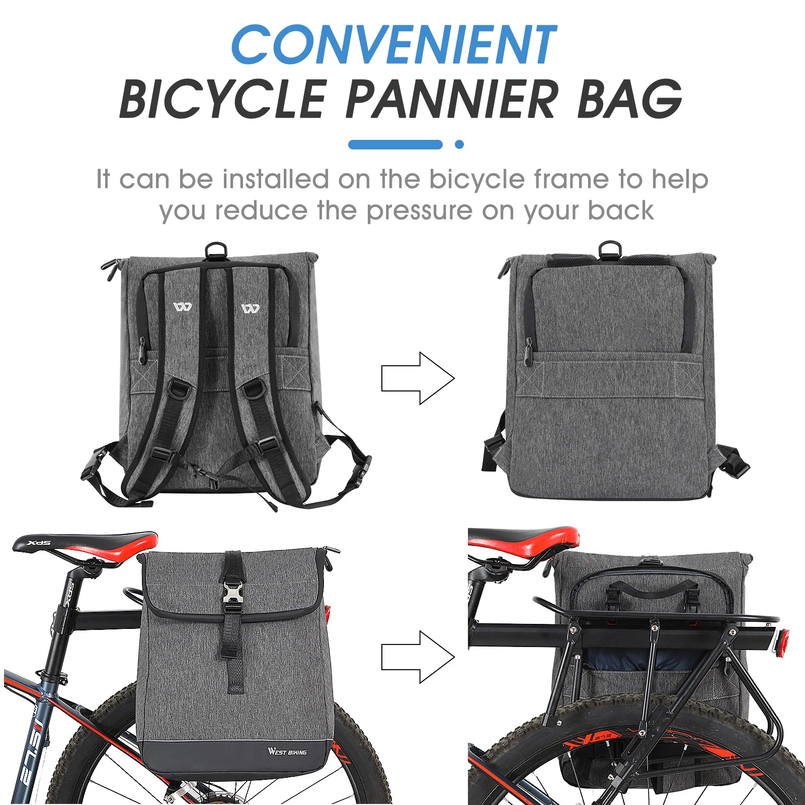 WEST BIKING Multipurpose Trunk Bag 15-25L Large Capacity Foldable Backpack Men Fashion Business Backpack Cycling Travel Bags