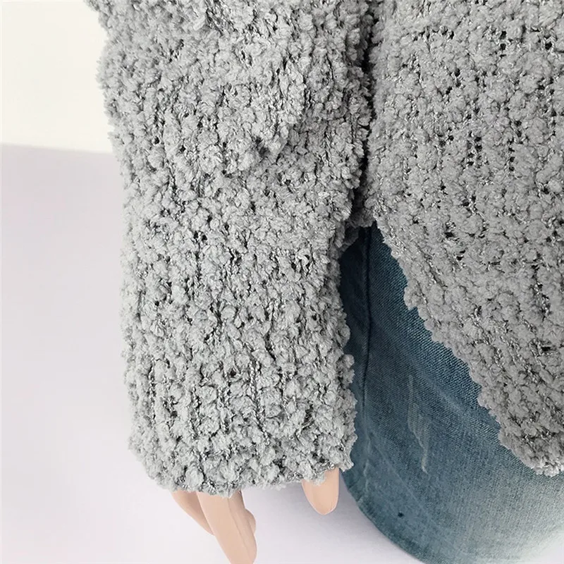 Плюшевый свитер Женский Повседневный пуловер с v-образным вырезом длинным