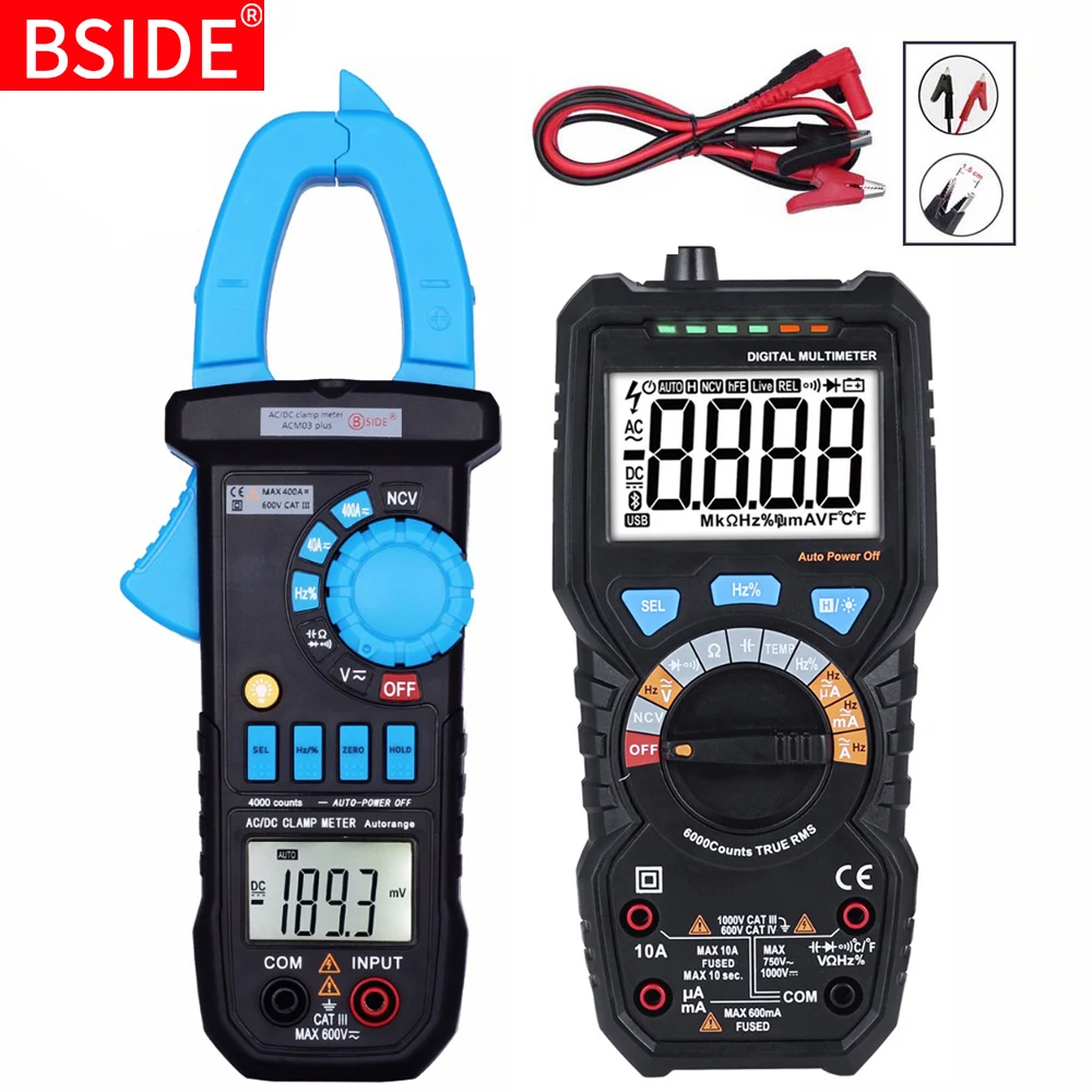 Цифровой токоизмерительный зажим BSIDE амперметр постоянного и переменного тока 400