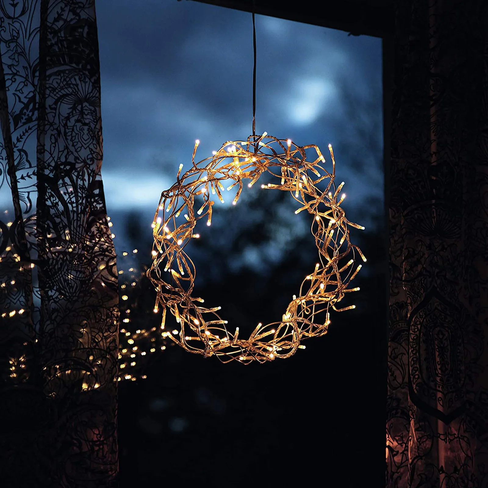 2pc LED Light Wreath 30cm Diameter Gold Wire Mesh With Warm White Lighting For Wedding Party Curtain Garden Decoration Wreat | Дом и сад