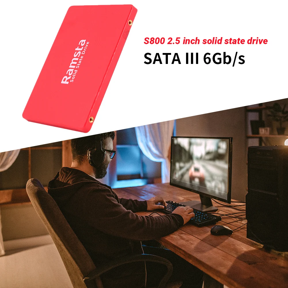 

Ramsta S800 2.5 inch SSD SATA 3 6Gb/s 120GB/240GB/480GB/1TB High-Speed 3D NAND Solid State Drive for Notebook Desktop