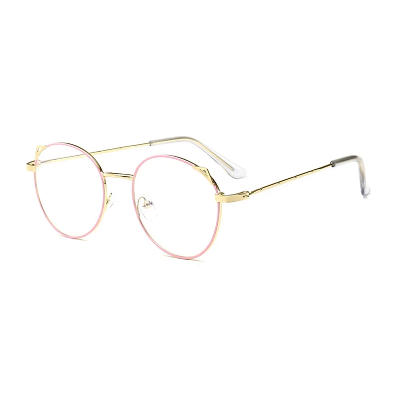 Женские очки для близорукости с кошачьими ушками круглые в стиле ретро
