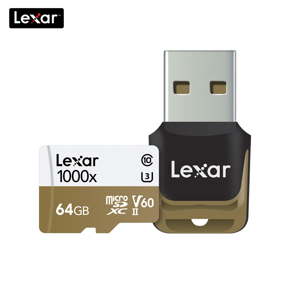 Оригинал Lexar 1000x Micro SD класс 10 64 ГБ micro SDXC до 150 МБ/с./с tf кардридер UHS для дрона