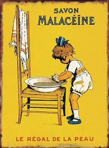 

French Malaceine Soap Metal Bathroom Sign Metal Tin Sign Vintage Retro Home Cafe Bar Wall Decoration Man Cave 8X12 inch