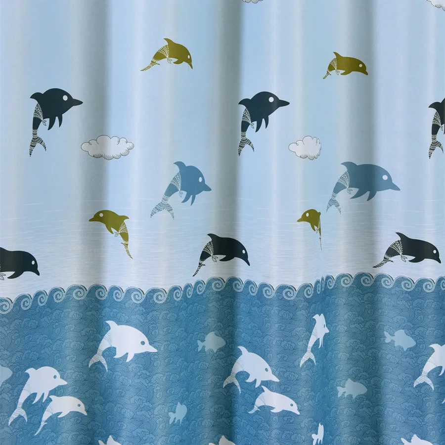 

Cartoon Dolphin Kids Curtain Blackout Curtains for Children's Bedroom Short Curtain