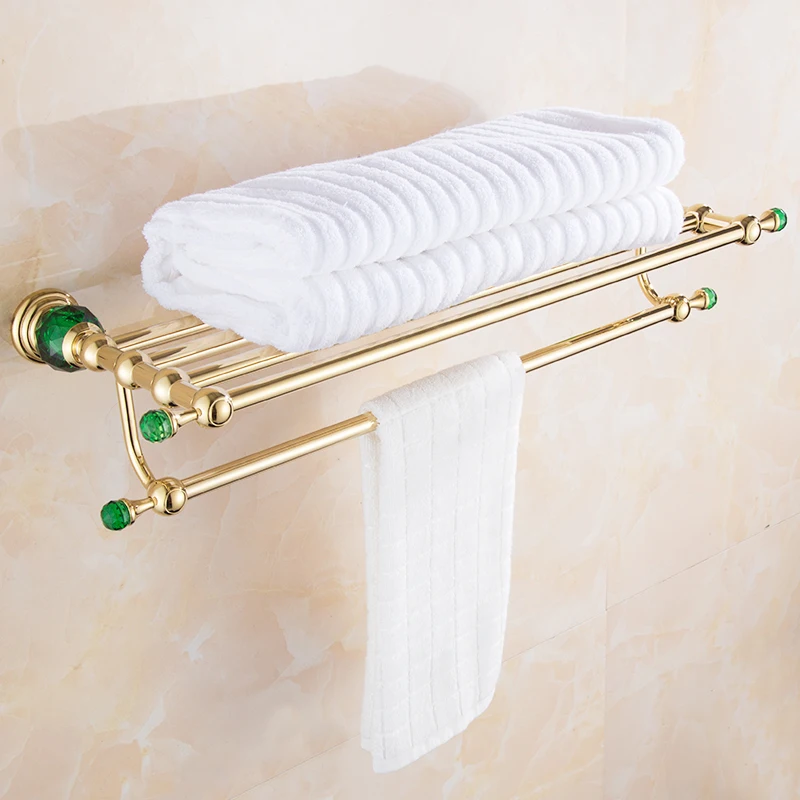 Держатель для ванной комнаты с золотыми кристаллами 60 см держатель банного