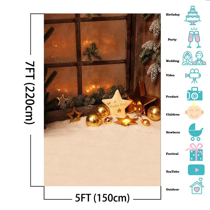 

Vinyl Photography Background Winter Night Christmas Tree Decoration Star Window Children Backdrops for Photo Studio CM-6102