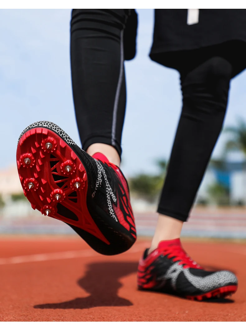 Men Women Boys Girls Track and Field Shoes Mesh Breathable Athletics Spike Shoes Black Blue Racing Sneakers Lightweight Trainers