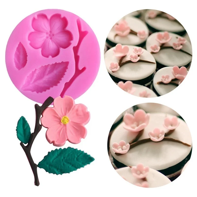 

Peach Blossom Shape Fondant Molds Cake Stencils Kitchen DIY Tools Random Color Candy Mould Silicone Mold