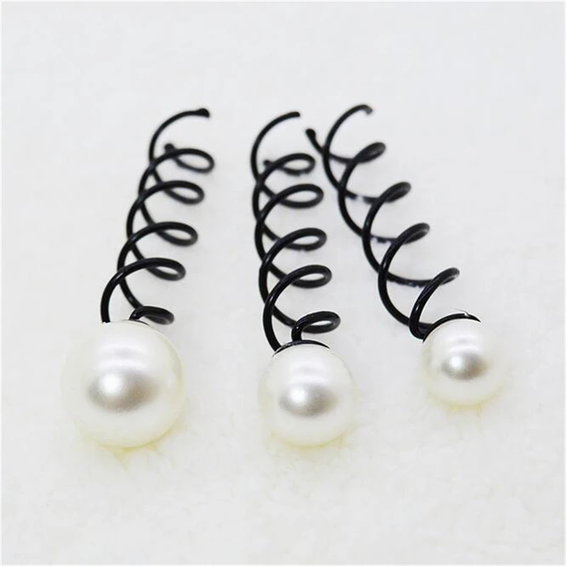 2 Pcs/Set Chic Women Girls Pearl Spiral Spin Screw Bobby Hair Pins Clips Twist Barrette Headwear Korean Accessories |